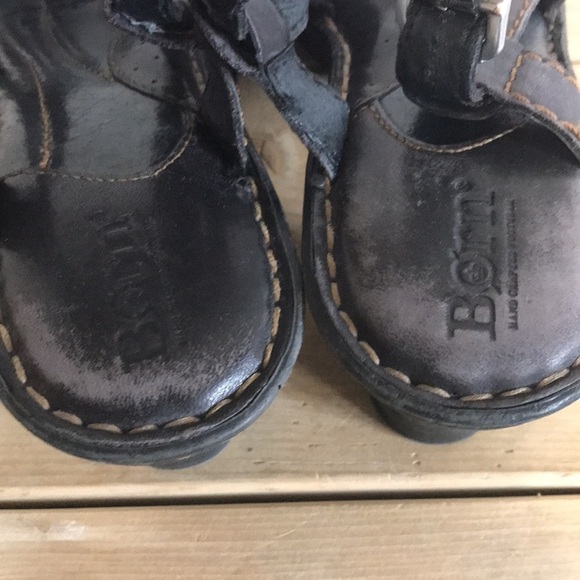 BORN Enga dark brown front woven block heel sling back sandals size 8 - Picture 7 of 10